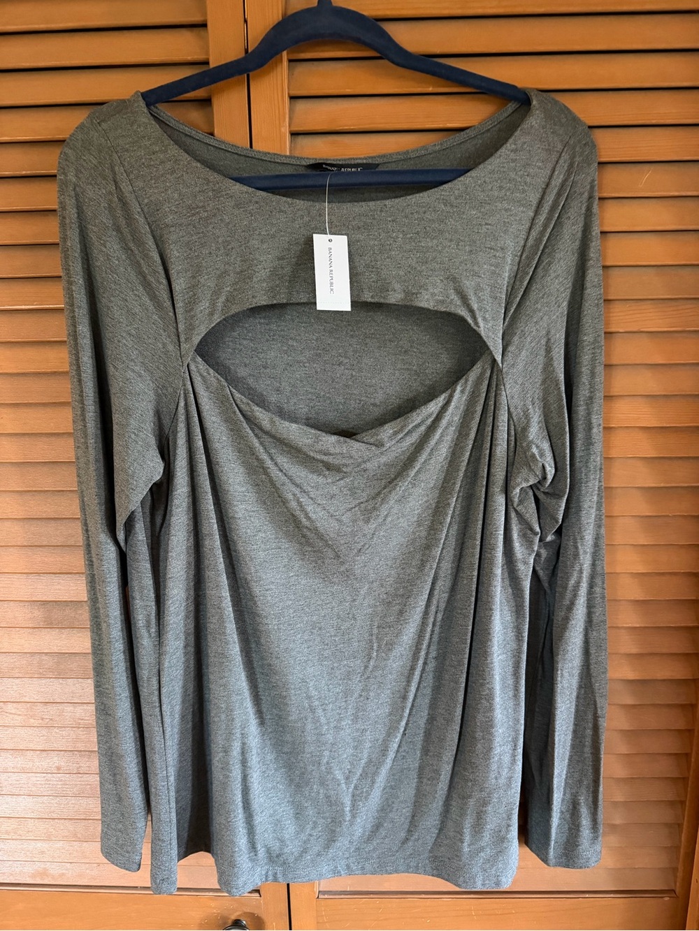 Banana Republic Gray Long Sleeve Top with Front Cutout